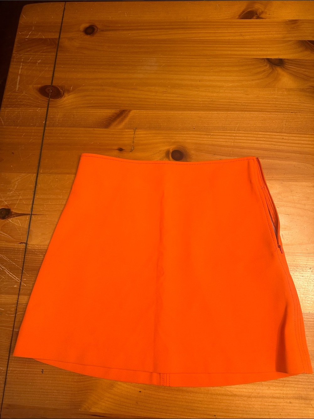 Zara Neon Orange A-Line Mini Skirt